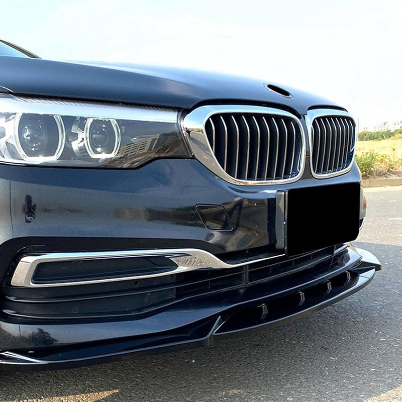 NeespoC Front Bumper Lip Splitter Spoiler Compatible with BMW 5 Series G30 (Base Model Only) 2017 2018 2019 2020 530i/ 530e/ 540i/ 540d,3pcs Kit Accessories Air Chin Body Protector (Glossy Black) - Image 4